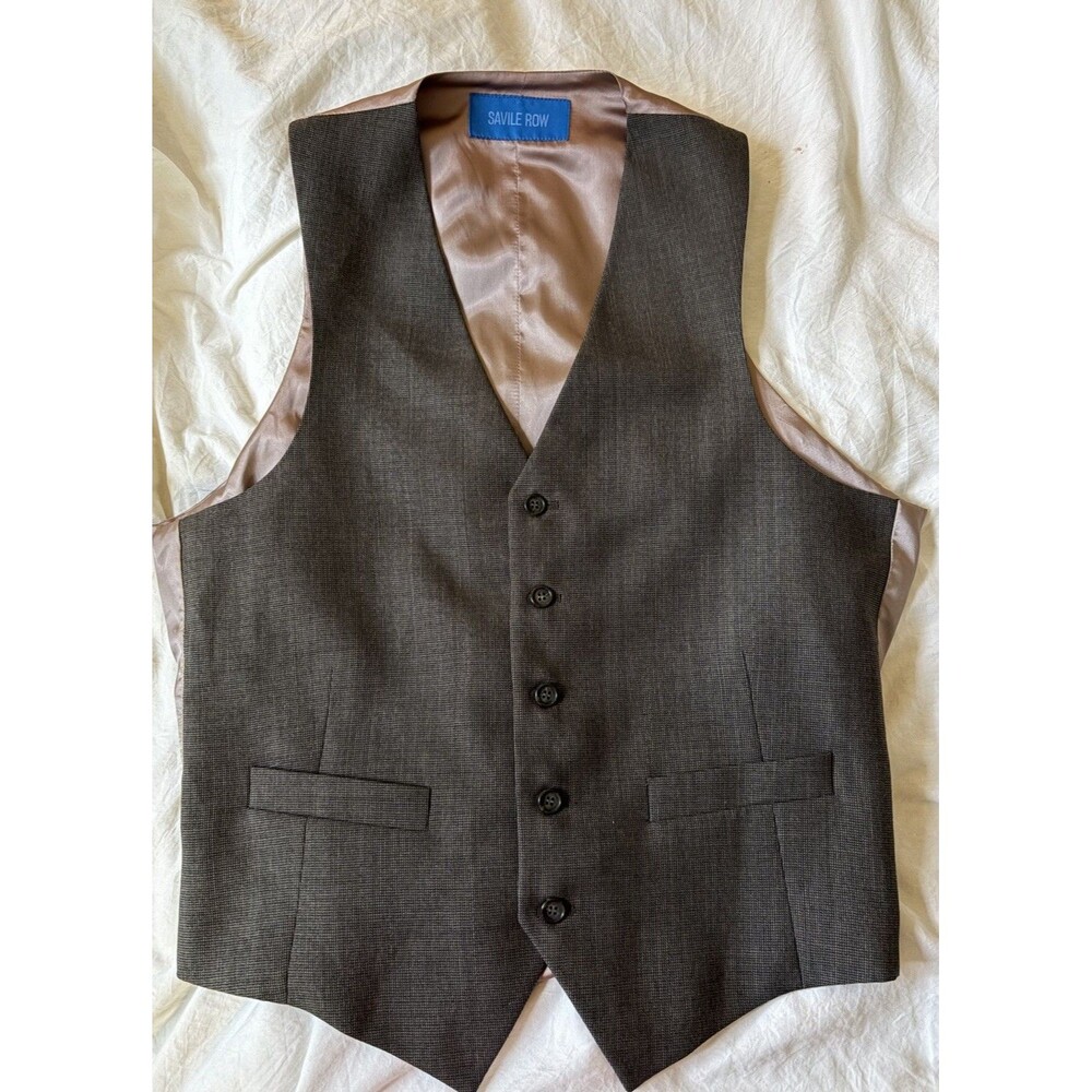 Vtg Seville Row 100% Pure Wool Houndstooth Waist Coat Vest Men’s M Dark Academia